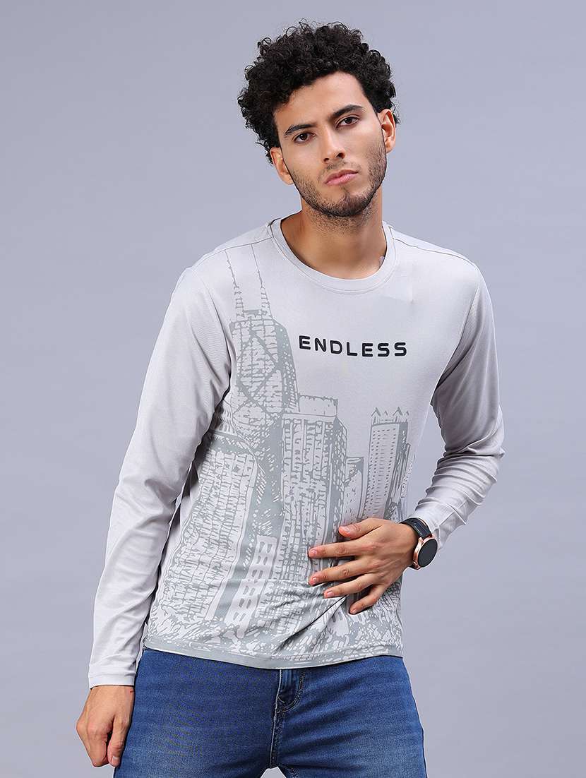 men printed long sleeve slim fit t-shirt - 21918632 -  Standard Image - 2