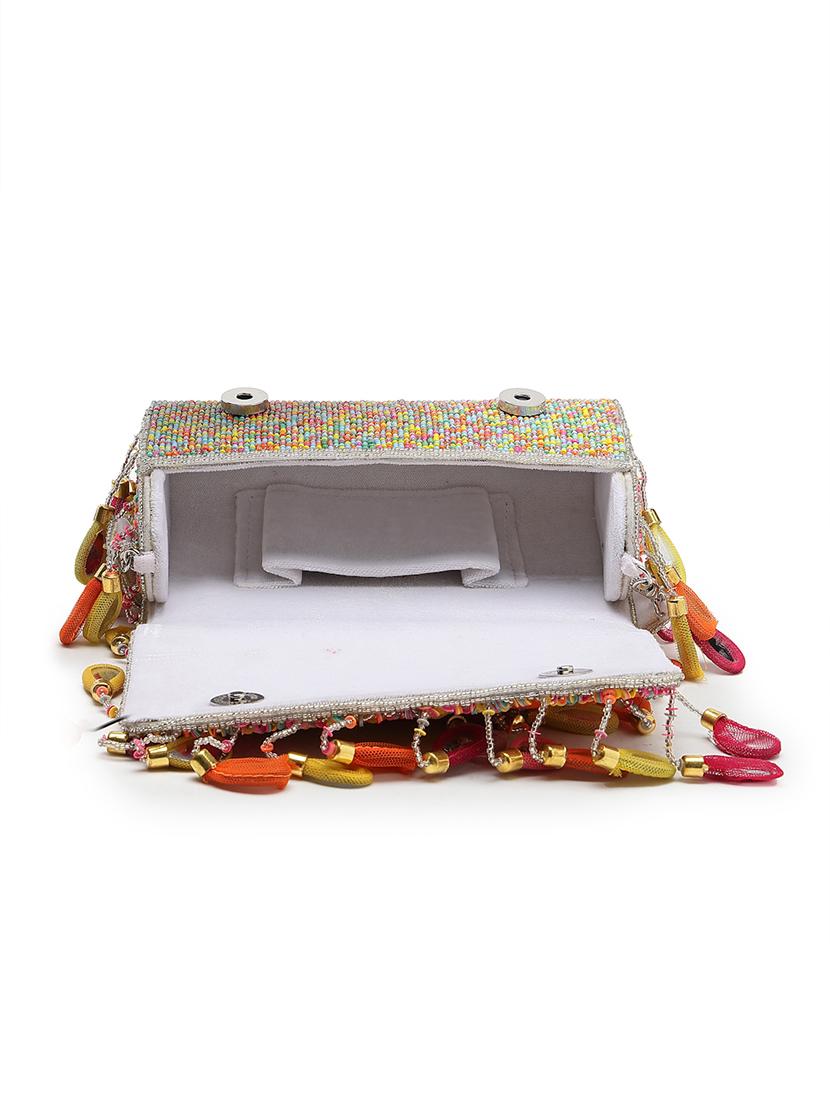 white velvet fold over clutch - 21918649 - Standard Image - 2