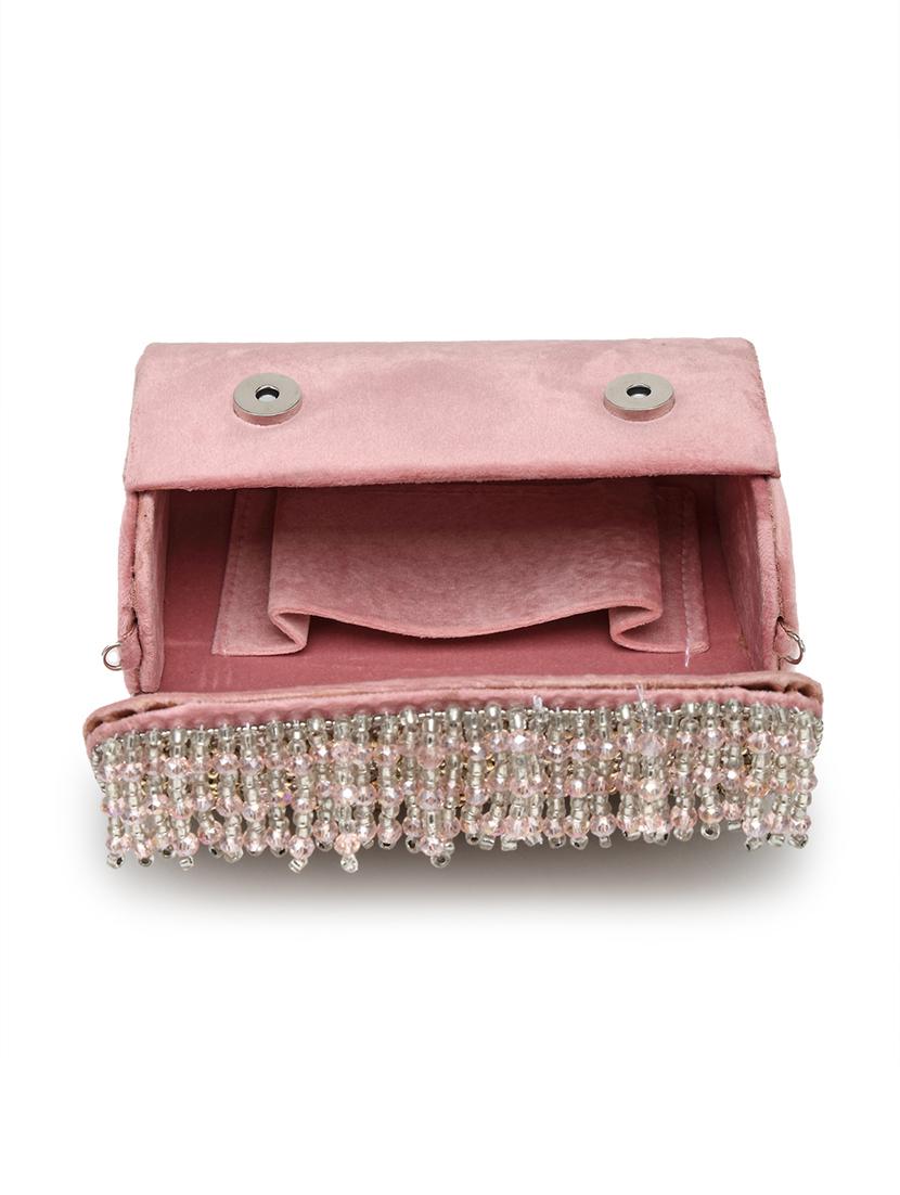 pink suede fold over clutch - 21918650 - Standard Image - 2