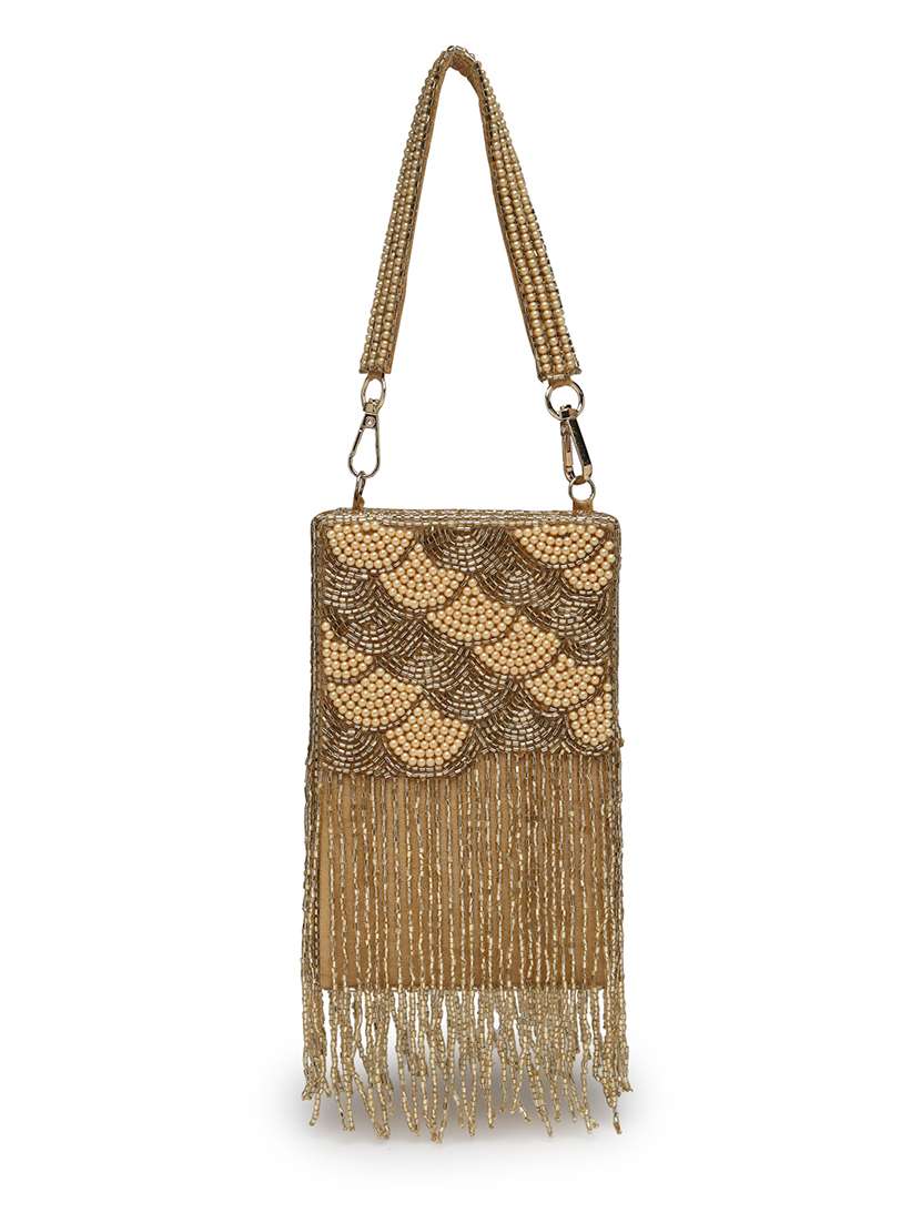 Women Embellished Clutch With Detachable Strap