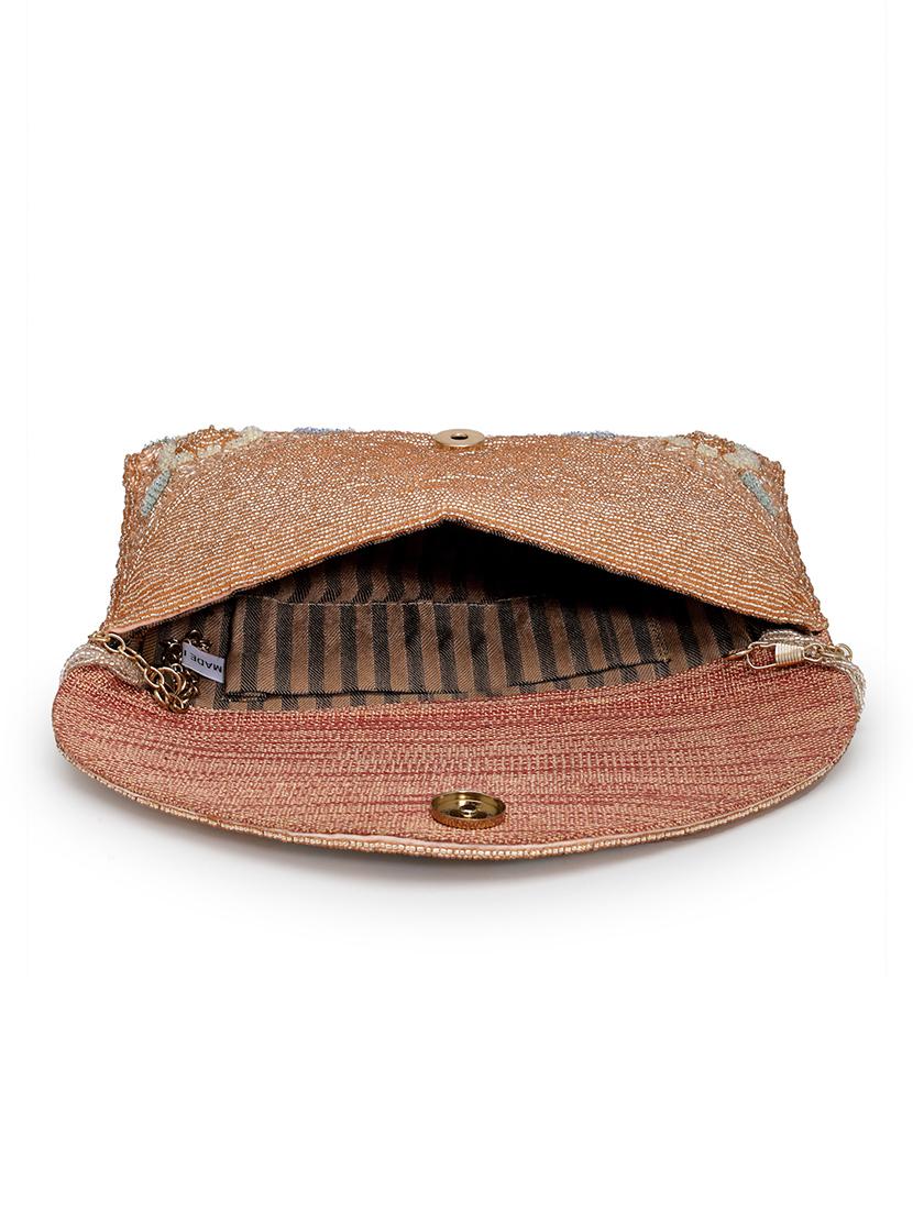 women emmbellished envelope clutch with sling chain - 21918657 - Standard Image - 2