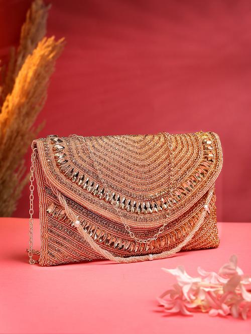 women emmbellished envelope clutch with sling chain - 21918658 - Standard Image - 0