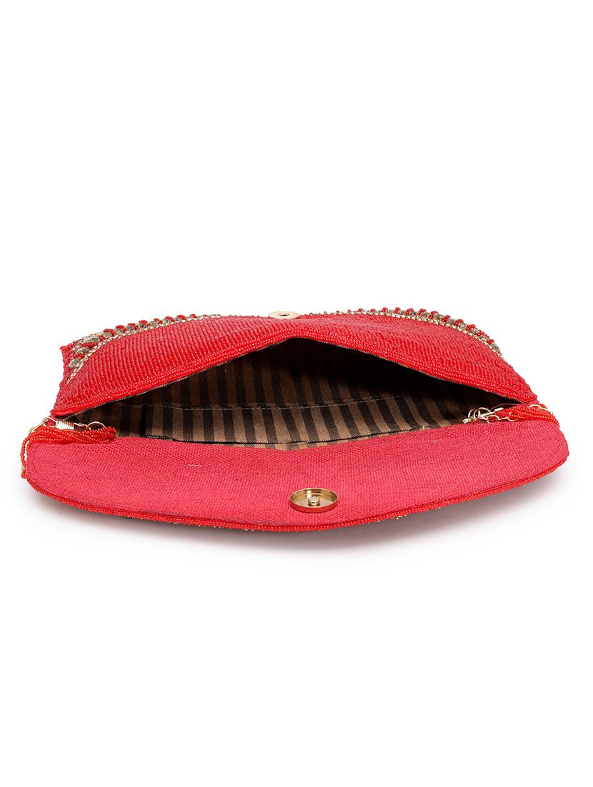 women emmbellished envelope clutch with sling chain - 21918659 - Standard Image - 2