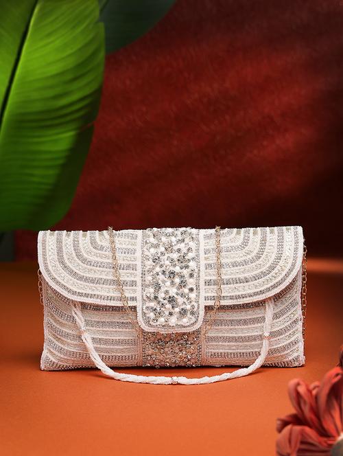 women emmbellished envelope clutch with sling chain - 21918661 - Standard Image - 0