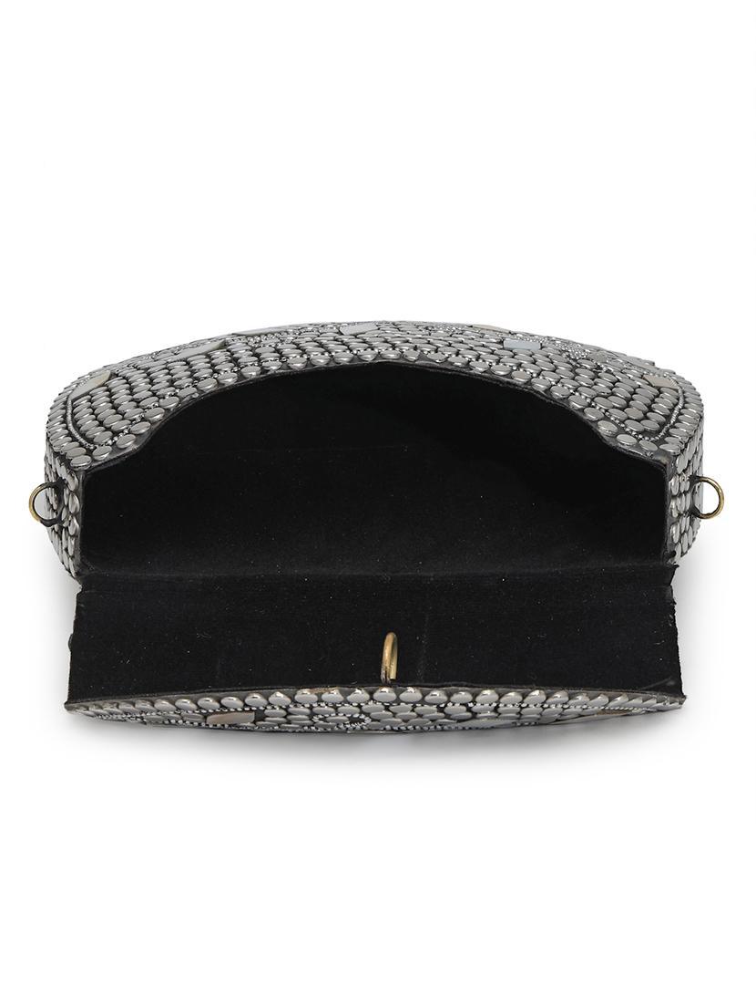 women mirror worked clutch with detachable sling chain - 21918667 - Standard Image - 2