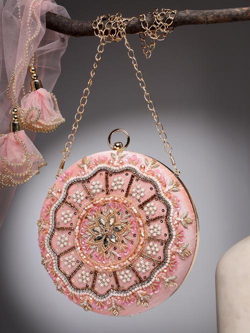women embellished clutch with detachable sling chain - 21918671 - Standard Image - 0