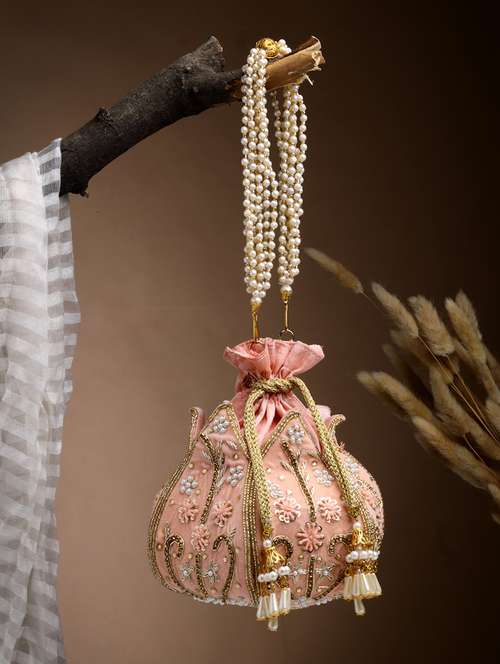peach velvet ethnic potli - 21918676 - Standard Image - 0