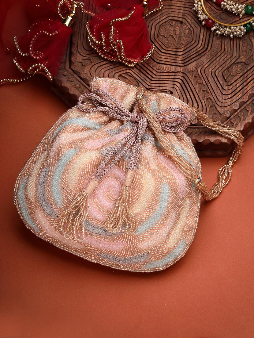 coral faux silk ethnic potli - 21918682 - Zoom Image - 0