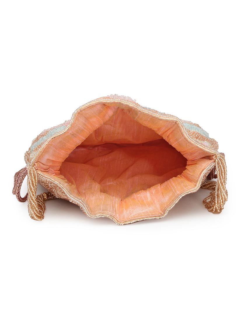 coral faux silk ethnic potli - 21918682 - Standard Image - 2