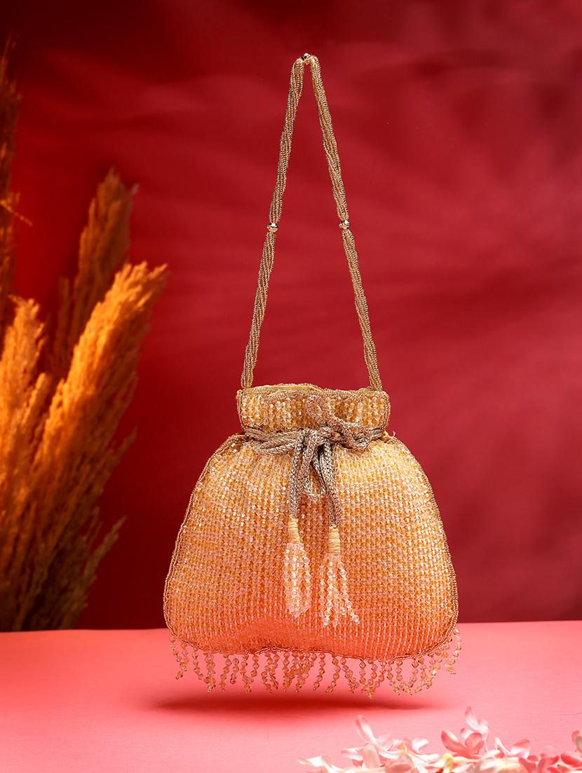 gold faux silk ethnic potli - 21918683 - Zoom Image - 0