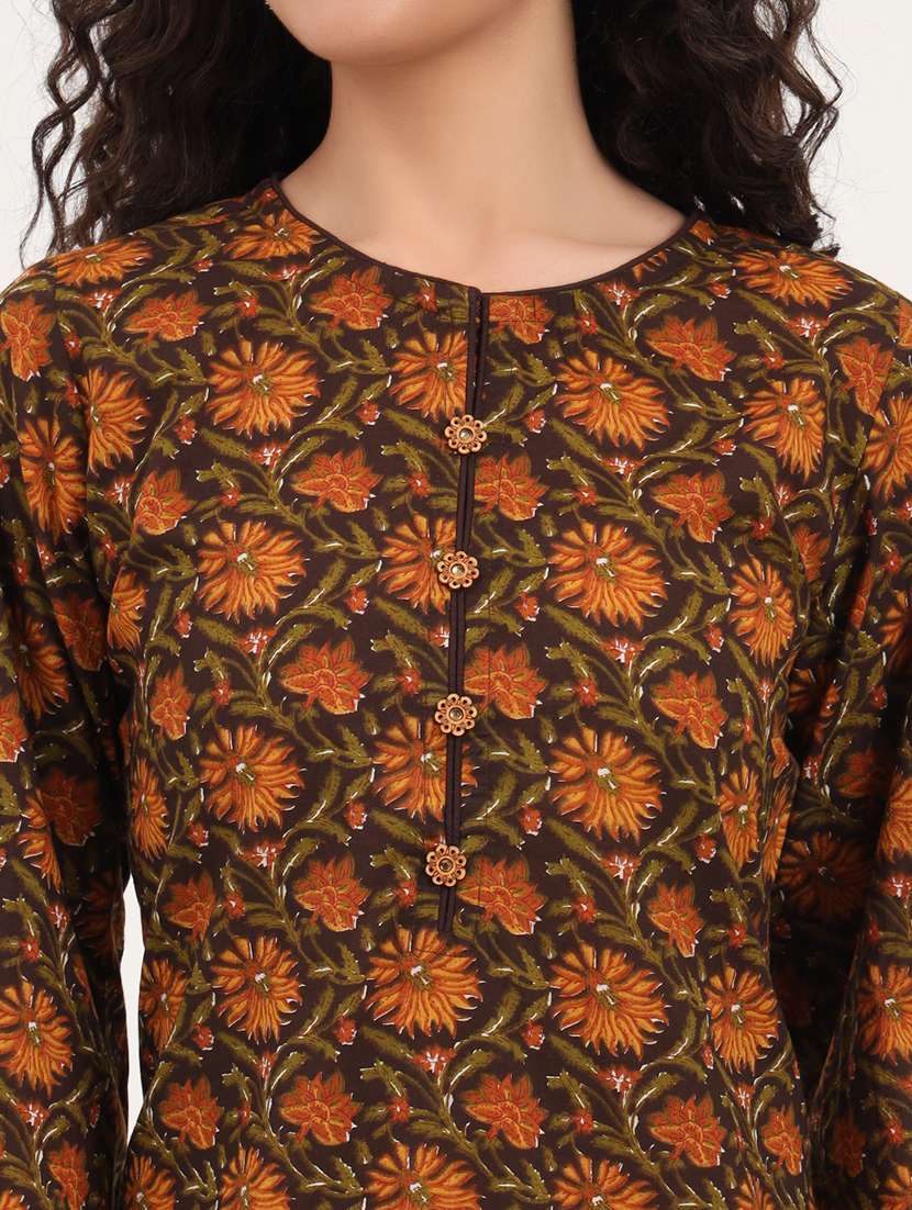 women floral print kurta and pant co-ord set - 21918708 - Standard Image - 2