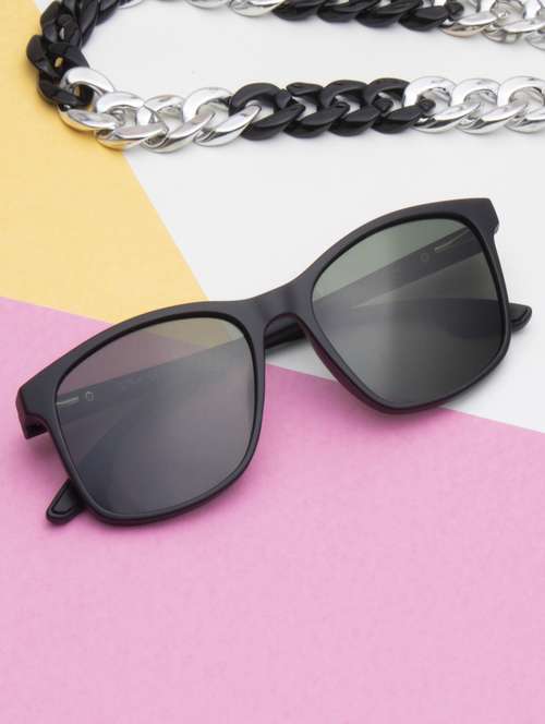 ted smith unisex black premium italian acetate sunglasses with polarized lenses. - 21918737 -  Standard Image - 0