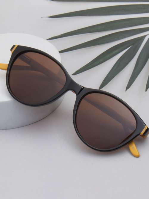 ted smith women brown premium italian acetate sunglasses with polarized lenses. - 21918766 -  Standard Image - 0