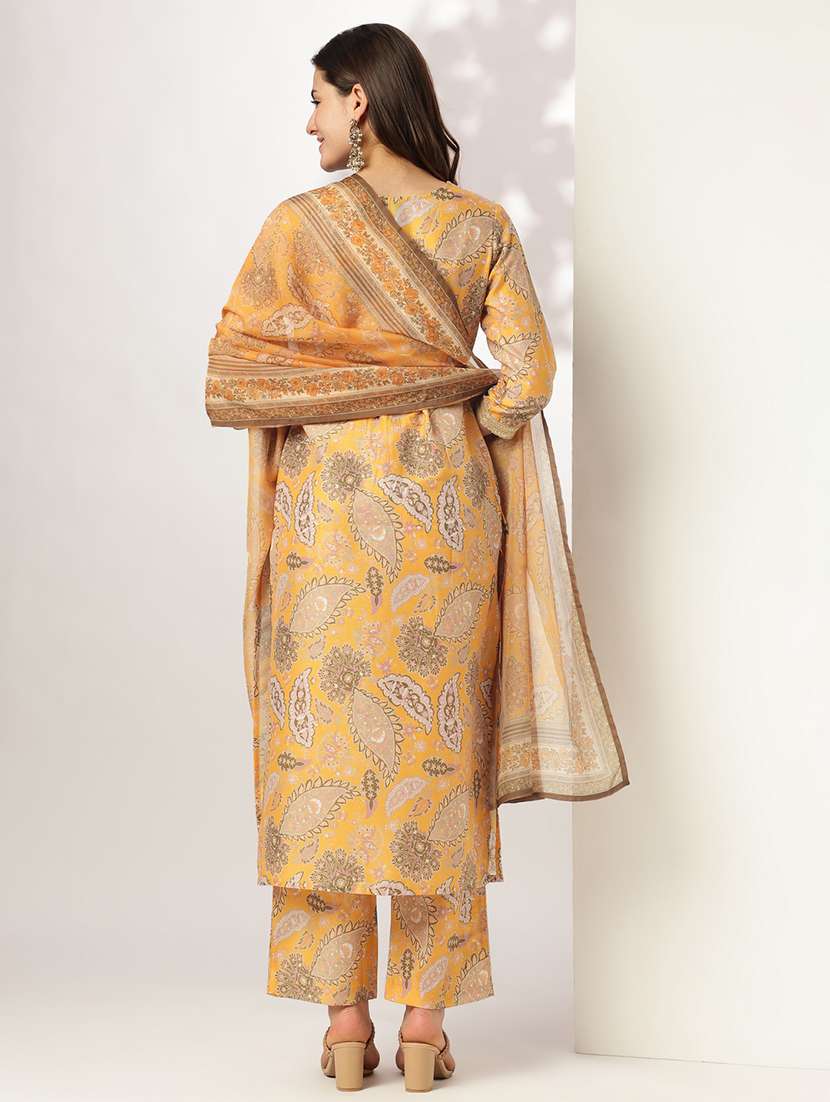 women three quarter sleeve kurta pant with dupatta set - 21918801 -  Standard Image - 2