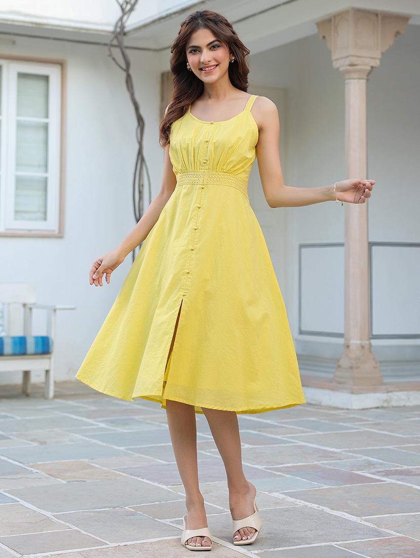 women solid shoulder strap a-line dress - 21918807 - Zoom Image - 0