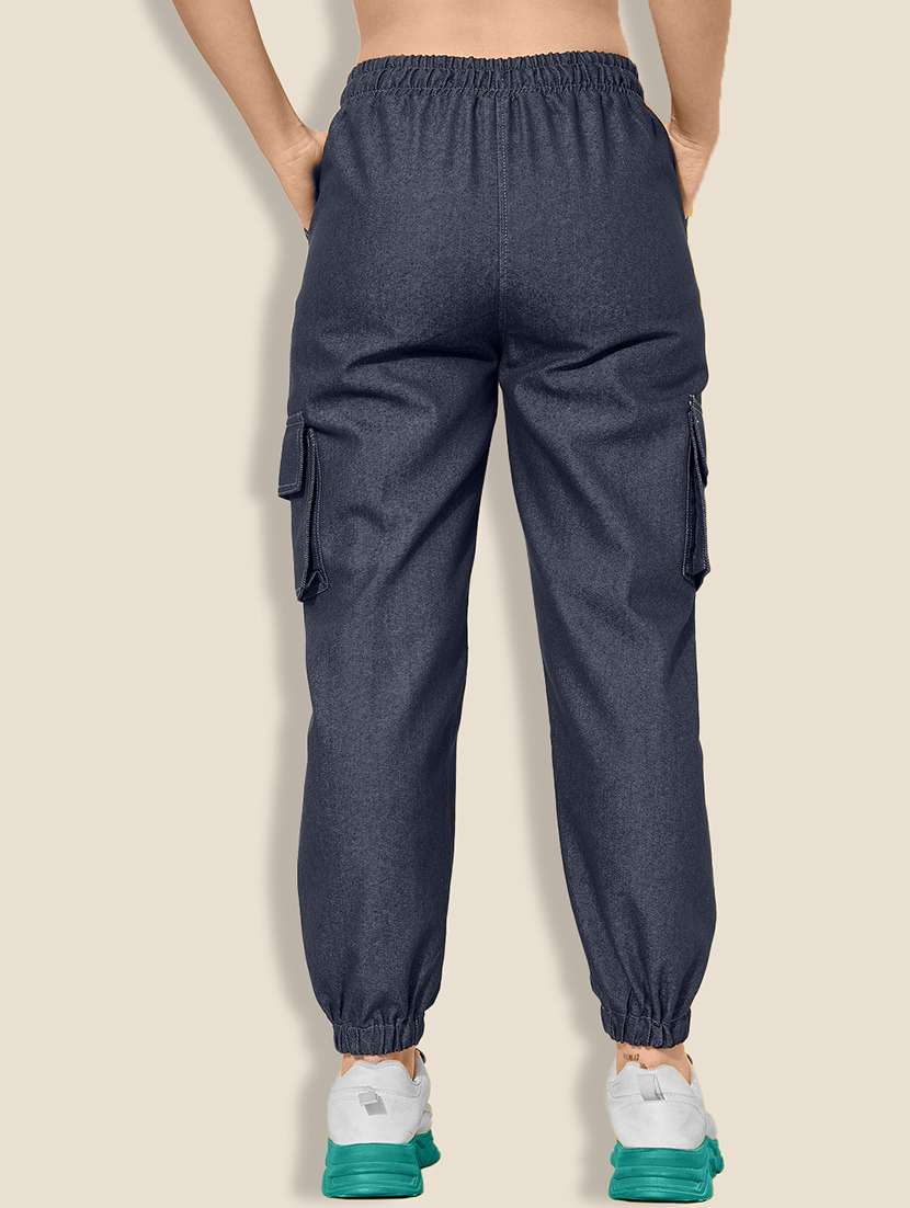 women navy blue denim jogger cargo - 21918825 - Standard Image - 2