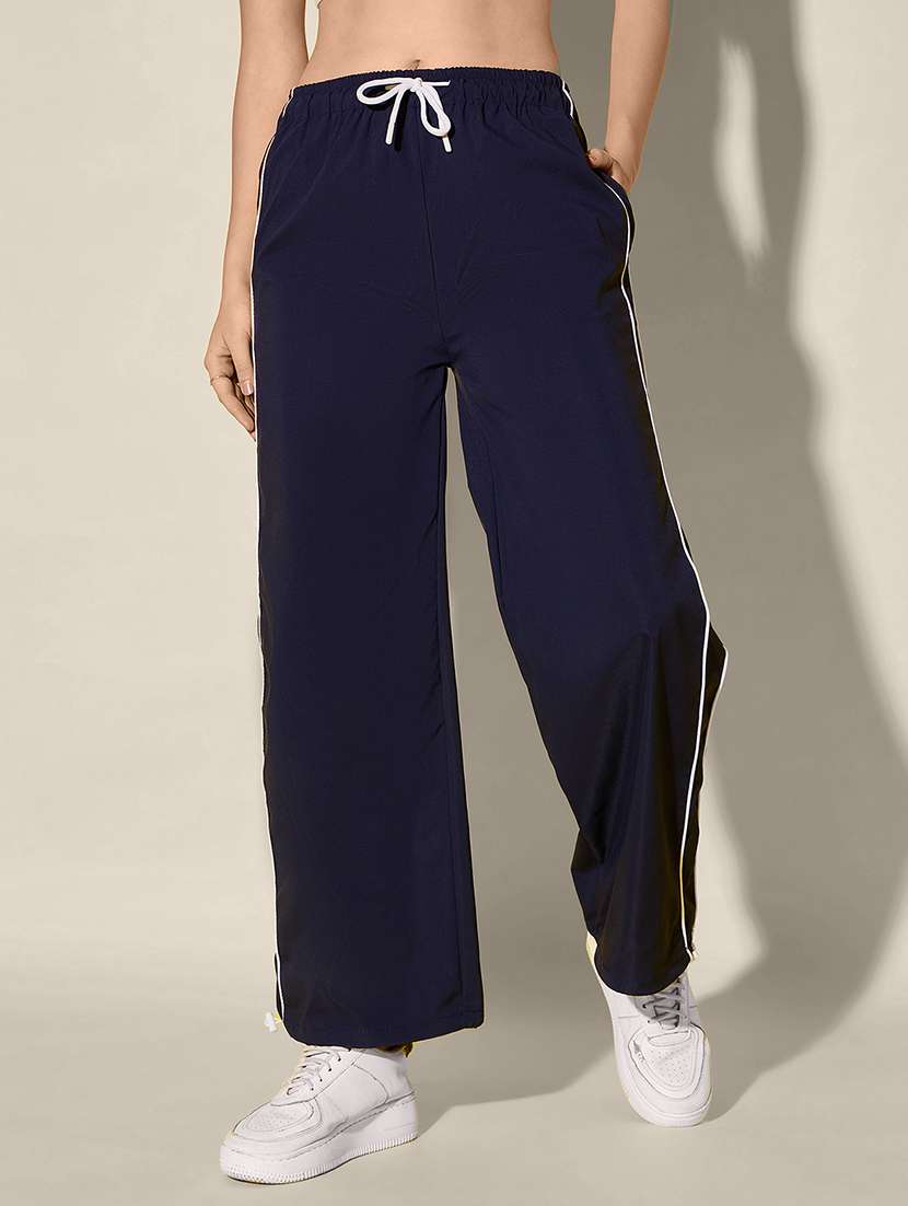 women solid high rise parachute pant - 21918828 - Standard Image - 2