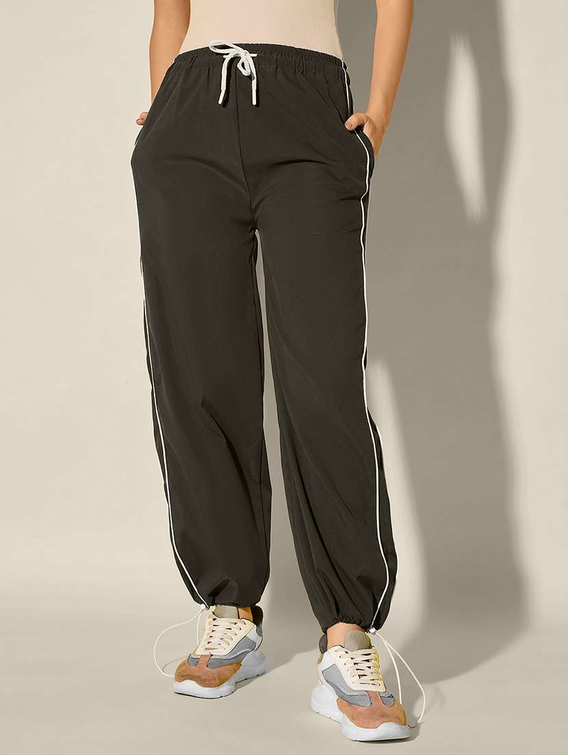 women solid high rise parachute pant - 21918829 - Standard Image - 2