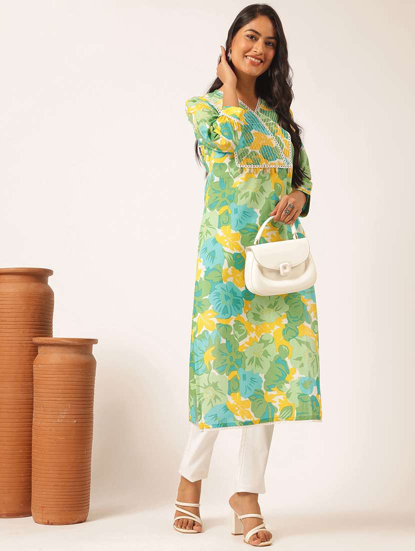 women three quarter sleeve straight kurta - 21918852 - Zoom Image - 0