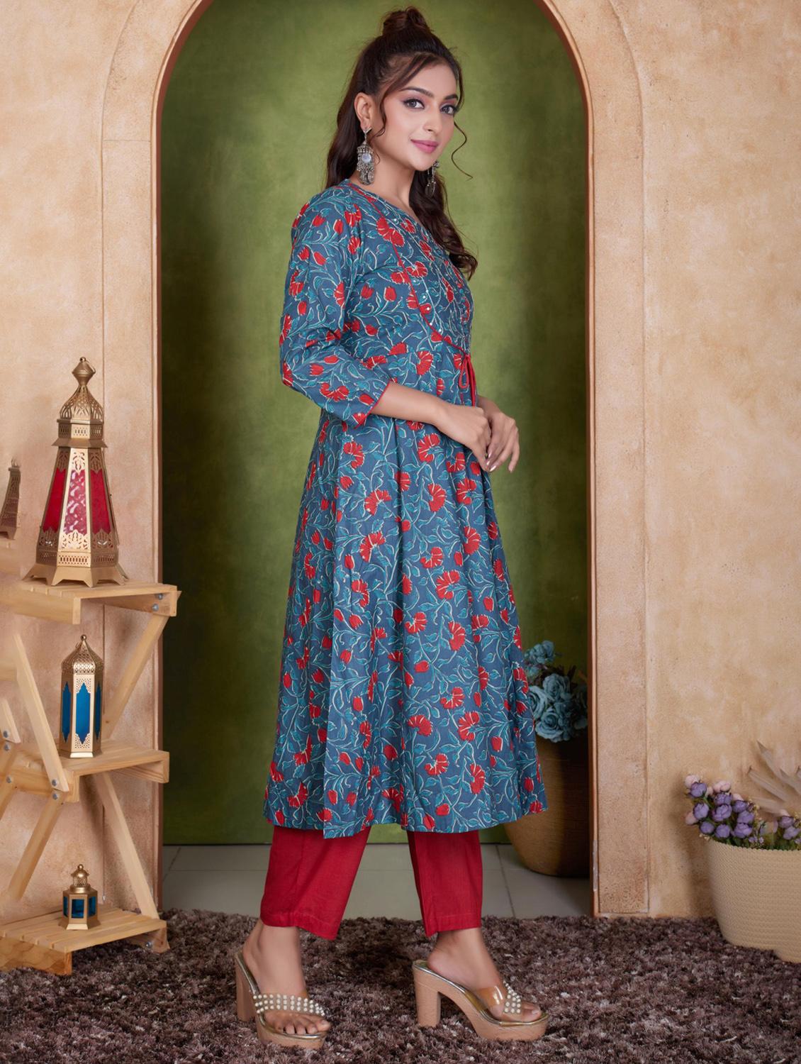 women three quarter sleeve kurta pant with dupatta set - 21918854 - Standard Image - 2