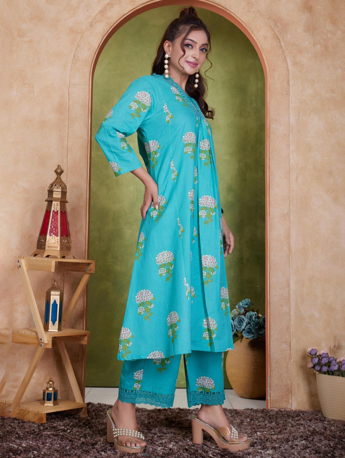 women three quarter sleeve kurta palazzo with dupatta set - 21918857 - Standard Image - 2