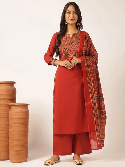 women printed kurta and palazzo with dupatta - 21918869 - Standard Image - 0