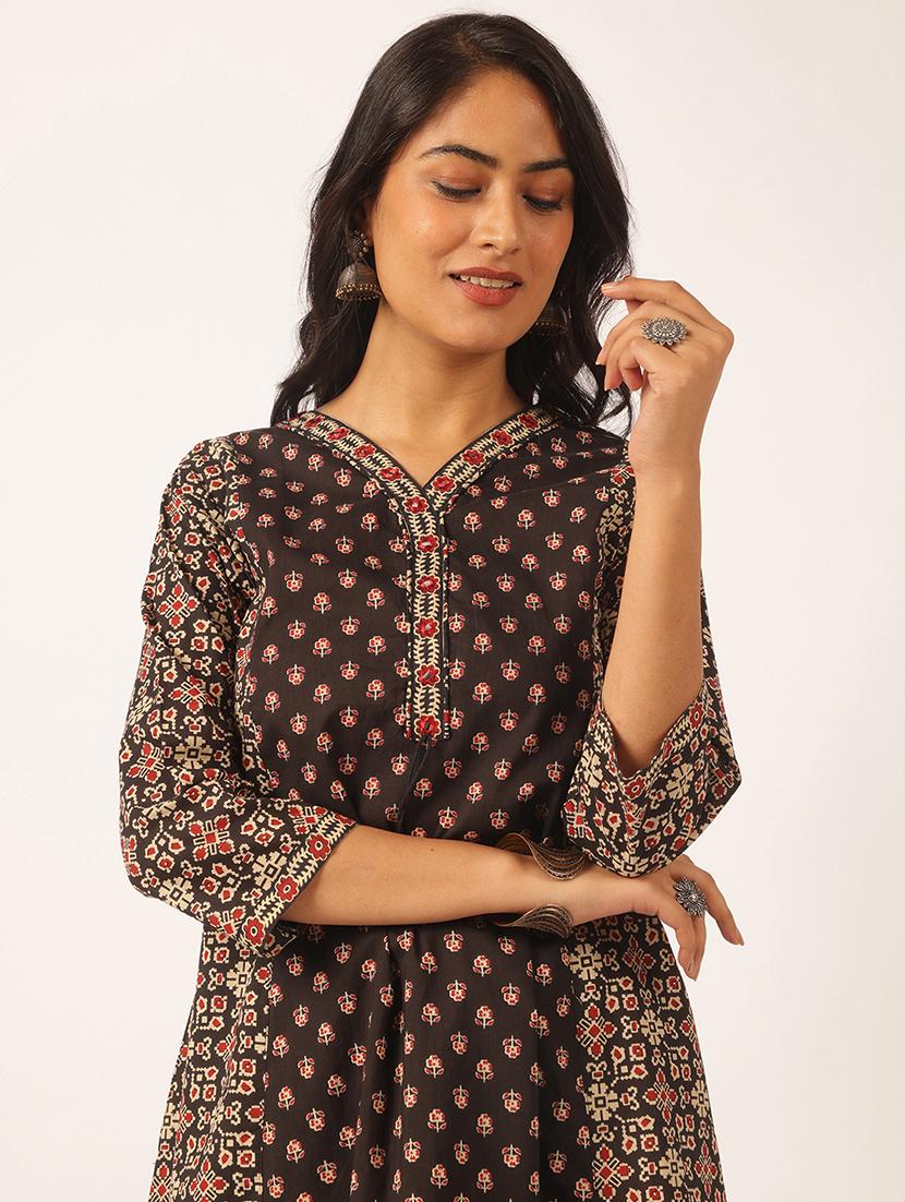 women three quarter sleeve kurta pant with dupatta set - 21918873 - Standard Image - 2