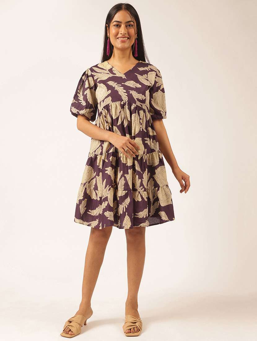 women floral printed puff sleeve tiered dress - 21918913 -  Zoom Image - 0