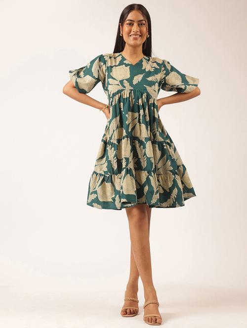 women floral printed puff sleeve tiered dress - 21918914 -  Standard Image - 0