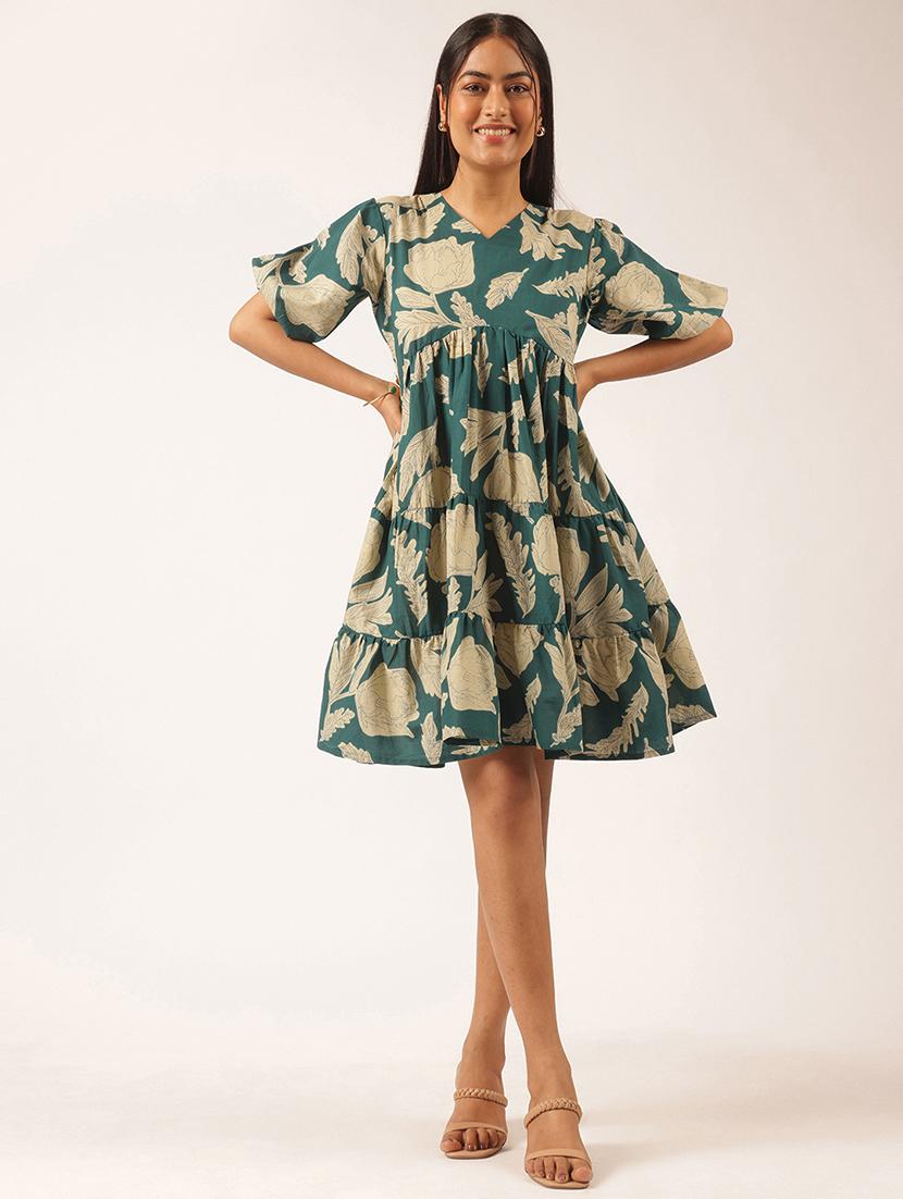 women floral printed puff sleeve tiered dress - 21918914 -  Zoom Image - 0