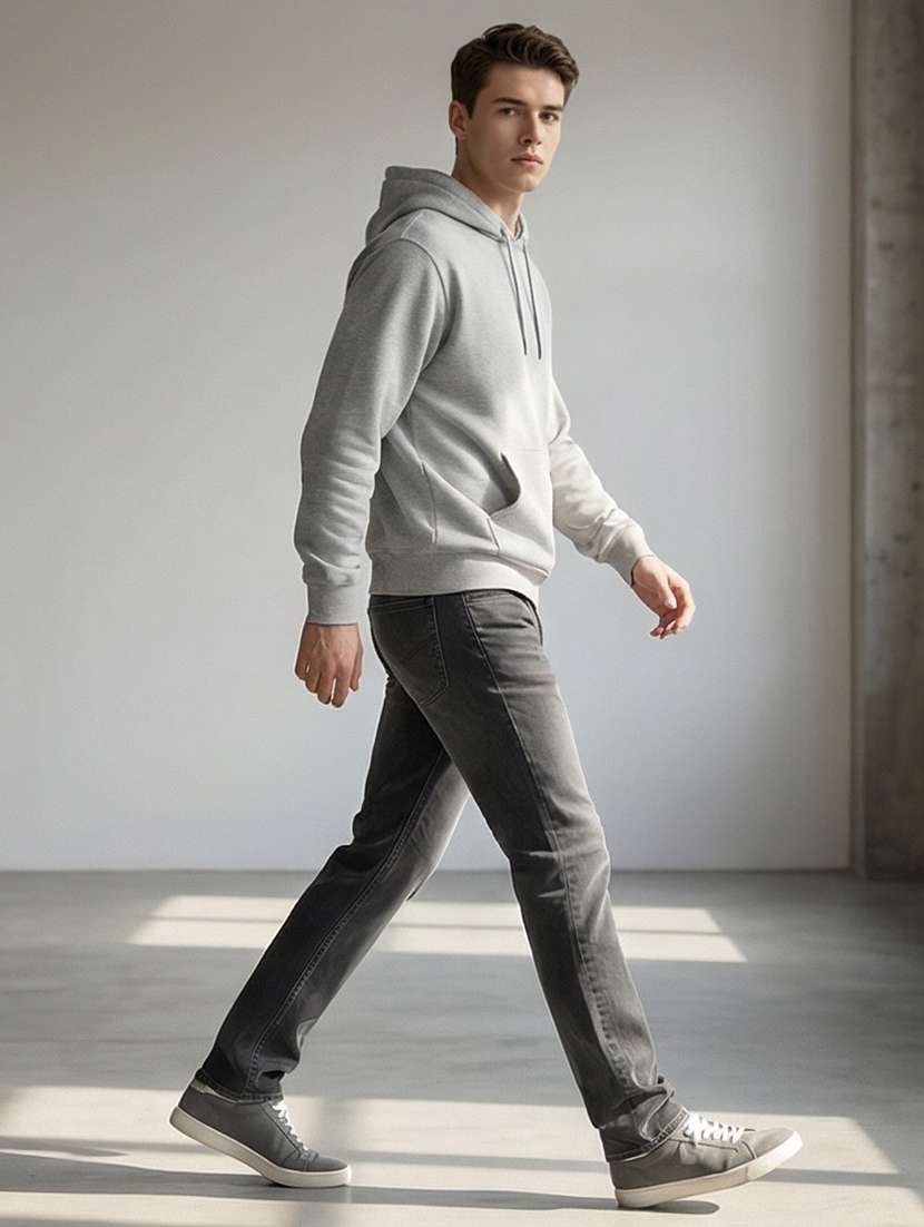 men washed high rise full length tapered jeans - 21919178 -  Standard Image - 2