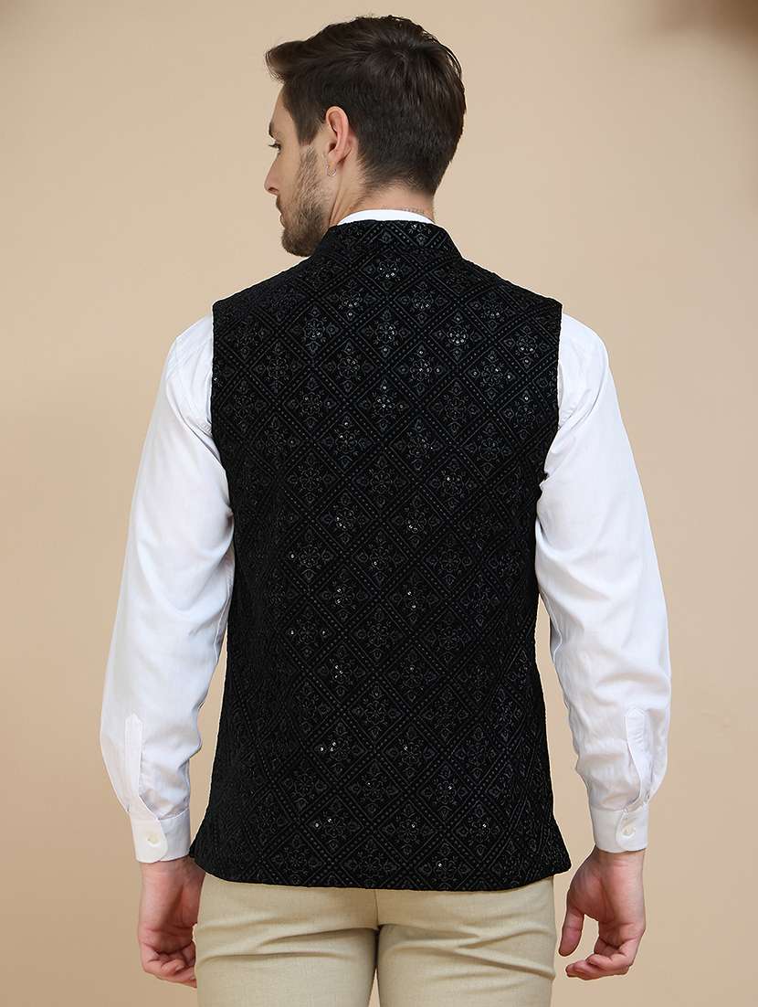 men embroidered sleeveless nehru jacket - 21919288 -  Standard Image - 2
