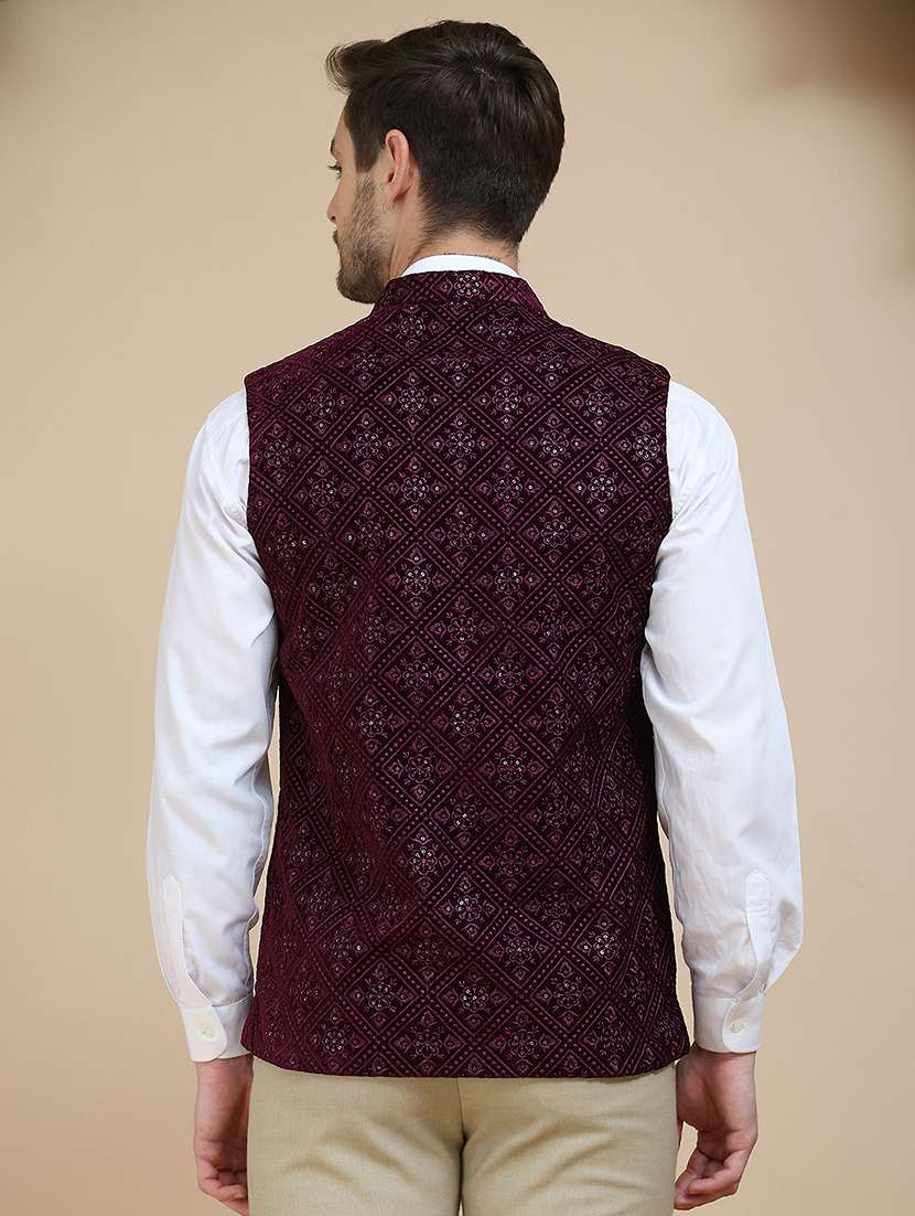men embroidered sleeveless nehru jacket - 21919290 -  Standard Image - 2