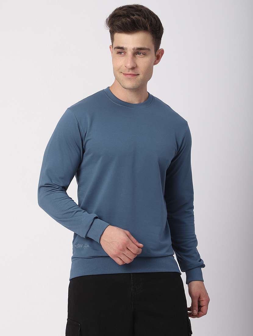 men solid long sleeves regular fit sweatshirt