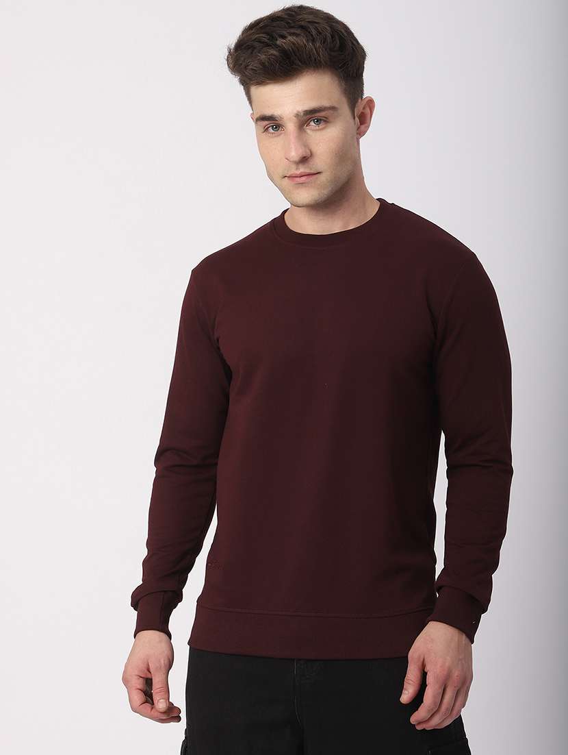 men solid long sleeves regular fit sweatshirt