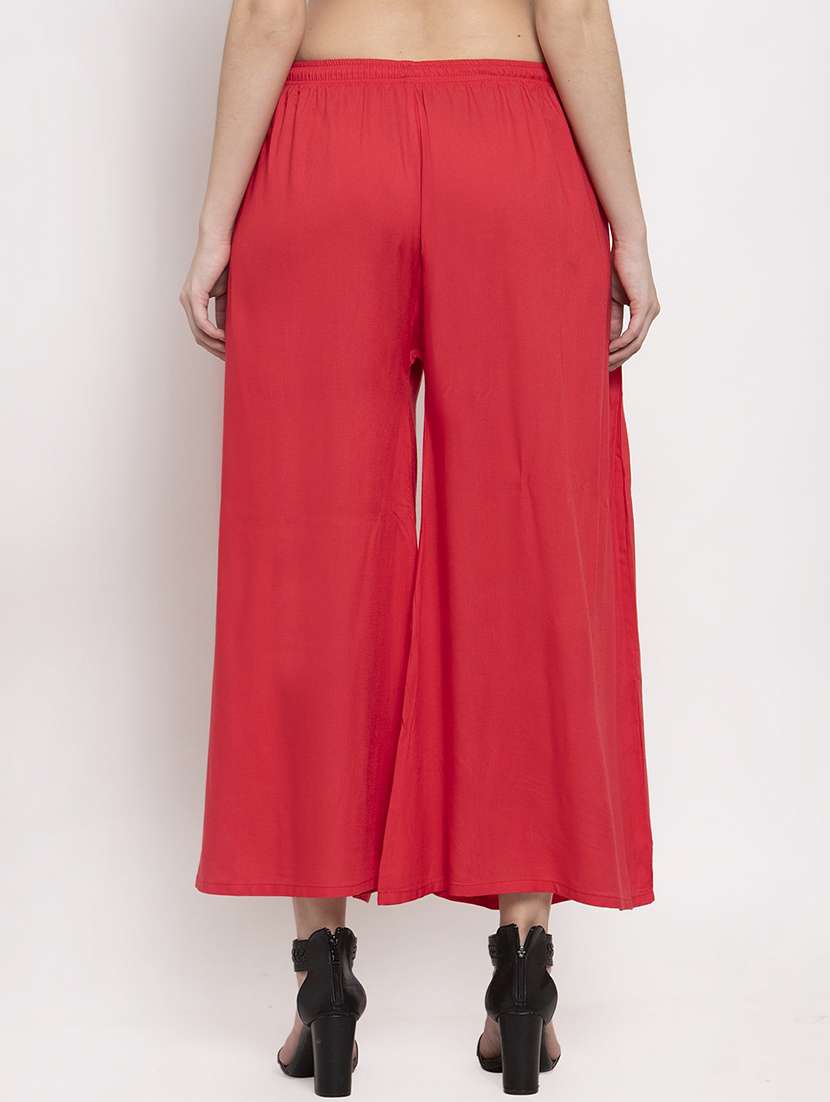 women solid mid rise flared palazzo - 21919487 -  Standard Image - 2