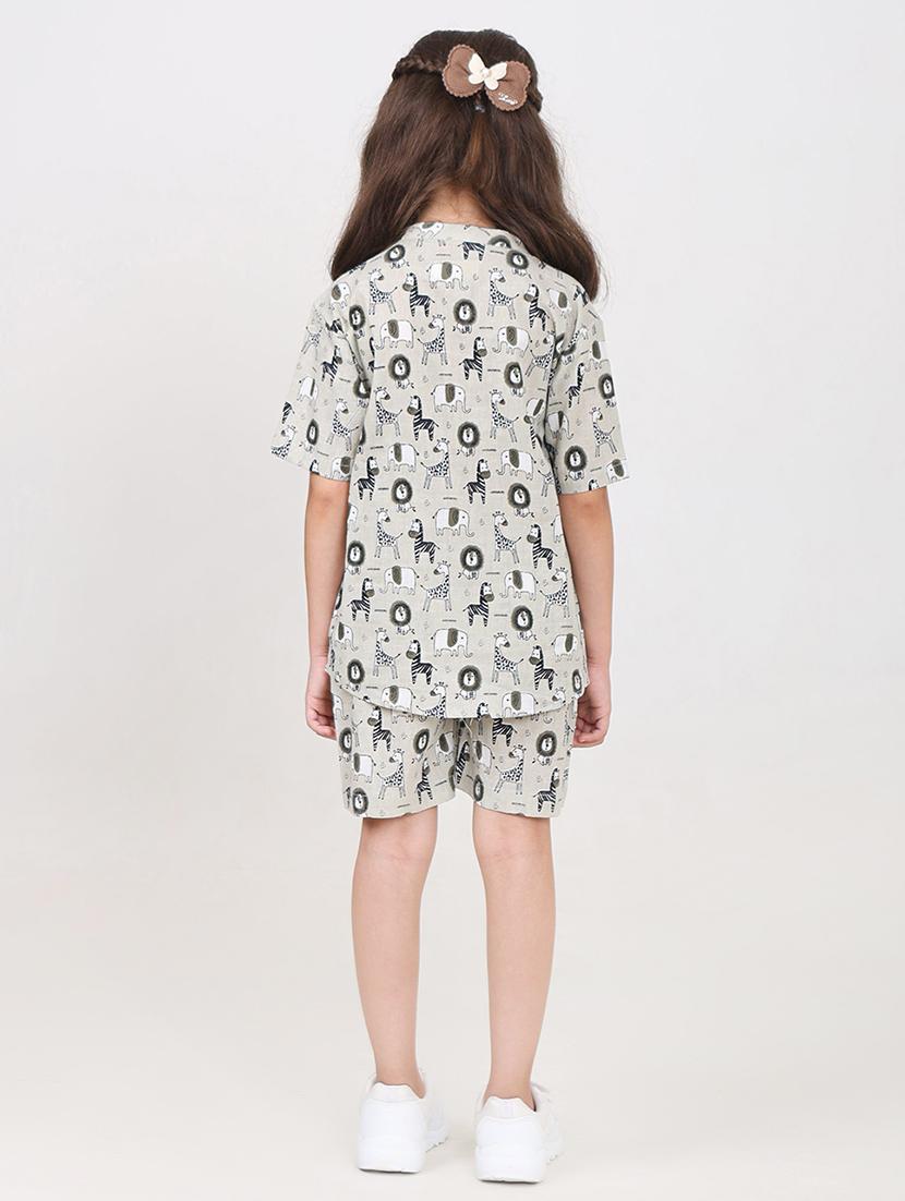 girls printed short sleeve co-ords set - 21919505 - Standard Image - 2