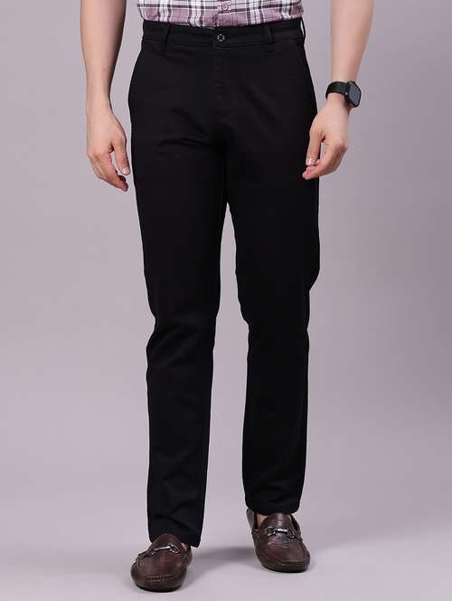 men solid mid rise casual chinos - 21919714 - Standard Image - 0