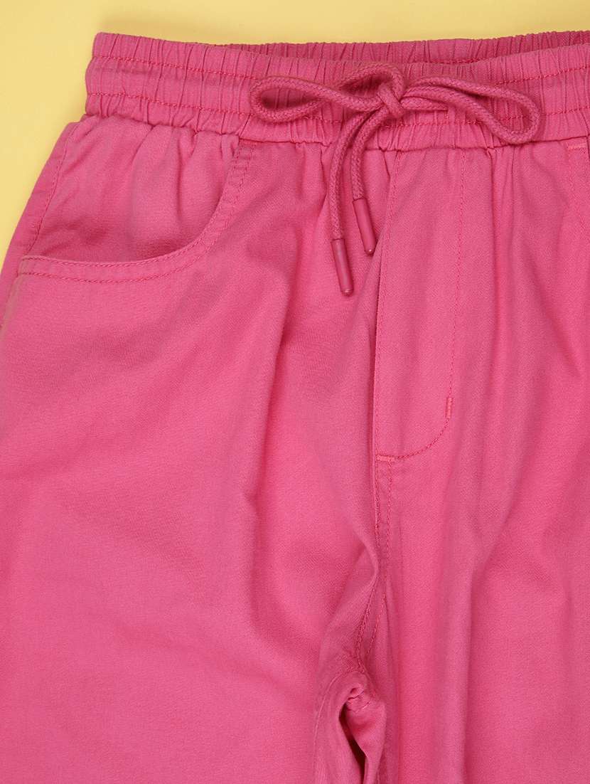 girls solid mid rise relaxed fit jogger - 21919740 -  Standard Image - 2