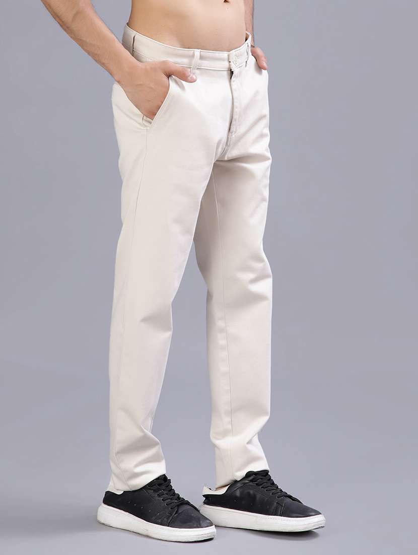 men solid mid rise casual chinos - 21919750 - Standard Image - 2