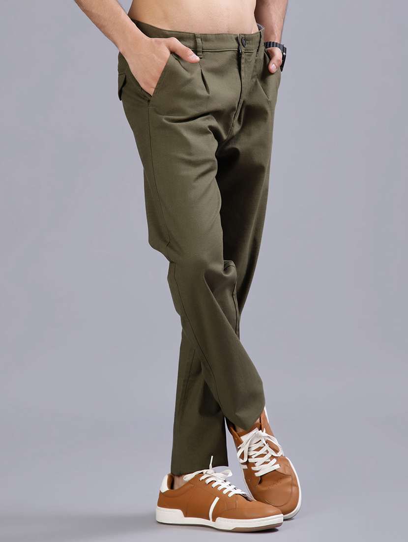 men solid mid rise casual chinos - 21919751 - Standard Image - 2