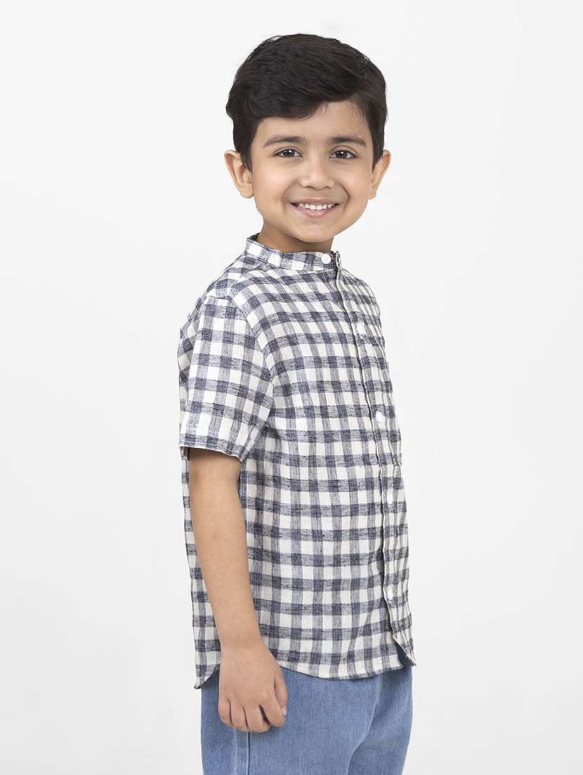 boys checkered mandarin neck short sleeves shirt - 21919840 -  Standard Image - 2