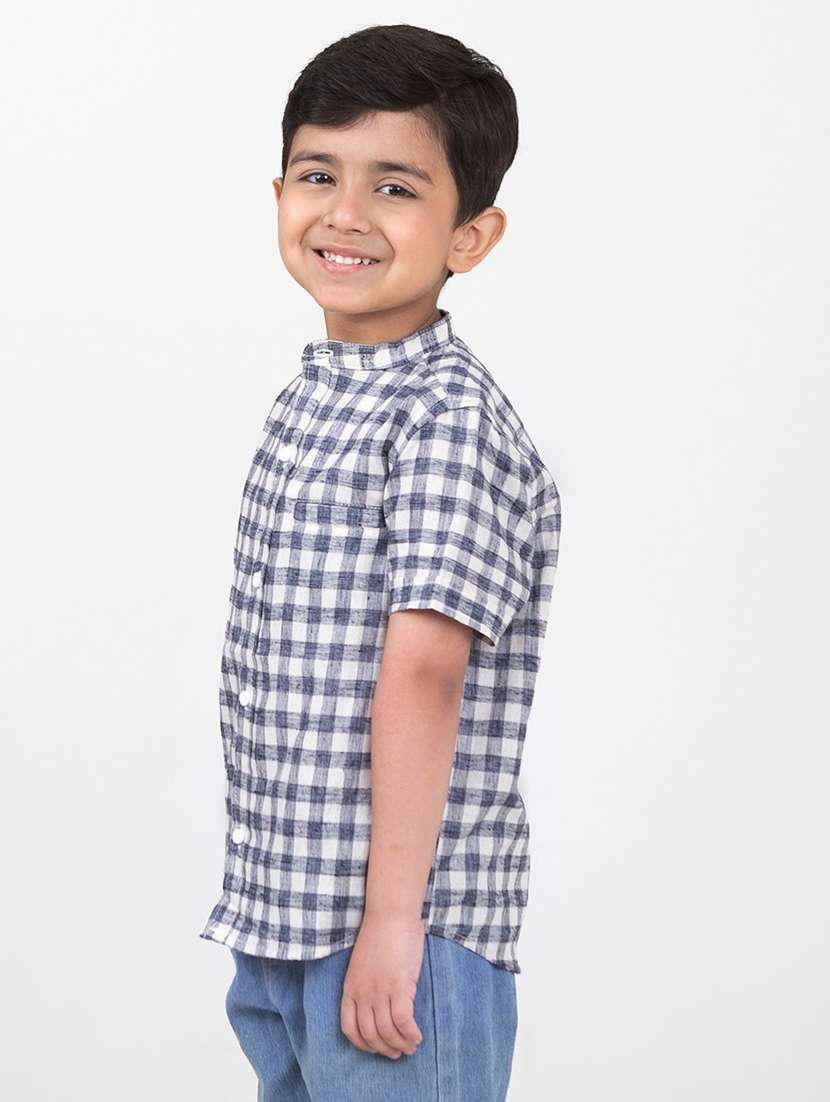 boys checkered mandarin neck short sleeves shirt - 21919842 -  Standard Image - 2