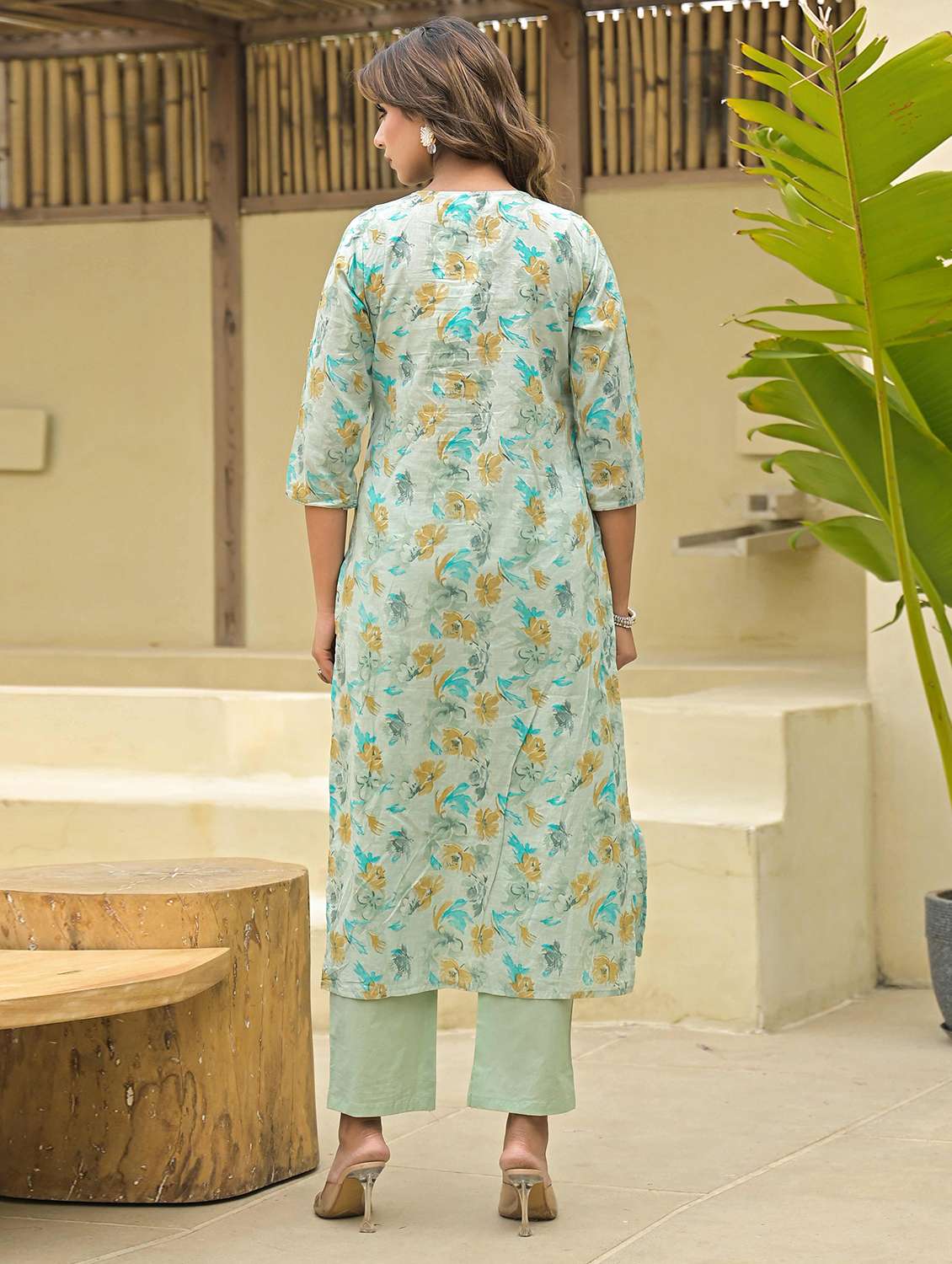 women three quarter sleeve kurta pant with dupatta set - 21919856 -  Standard Image - 2