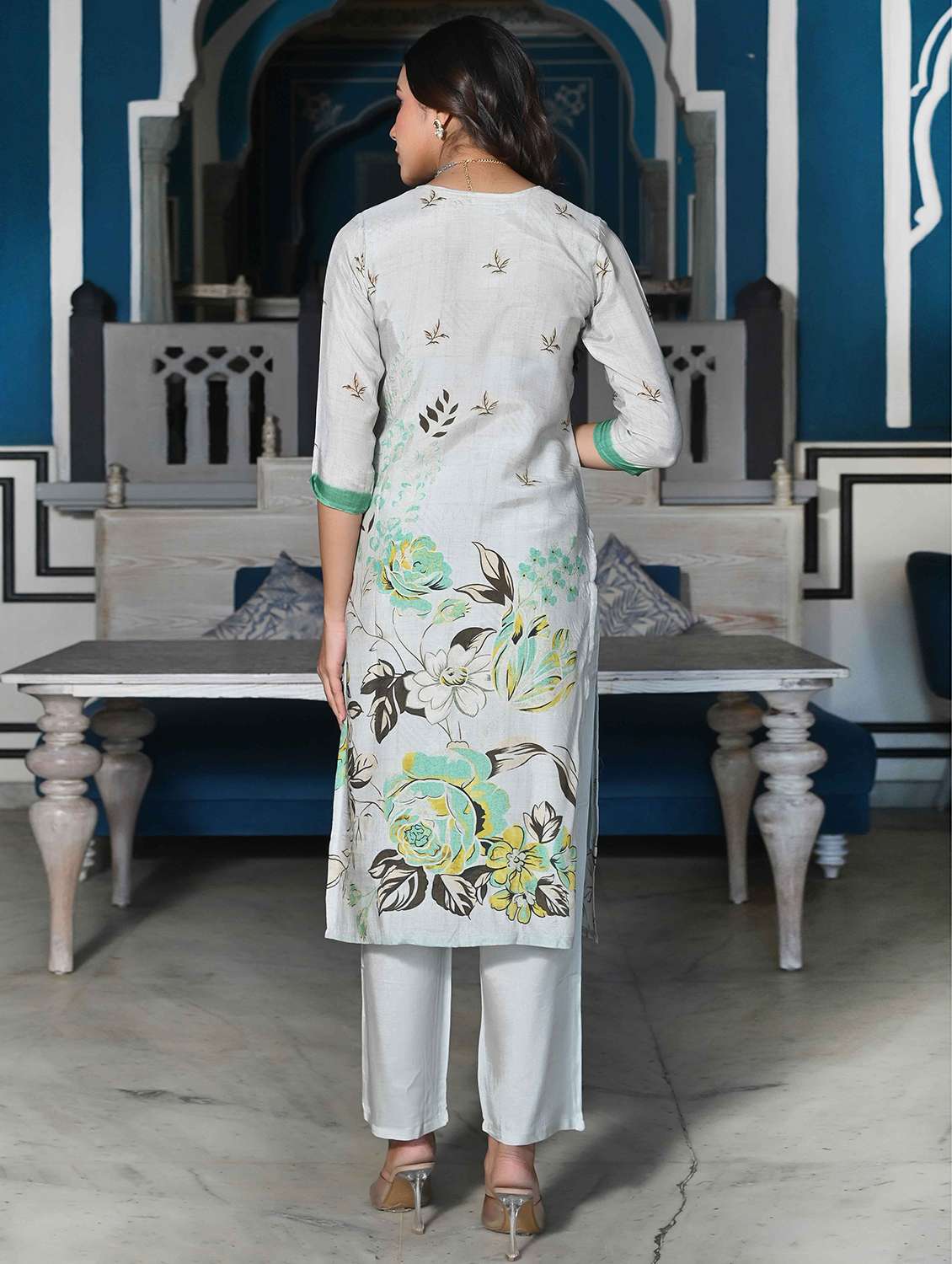 women three quarter sleeve kurta pant with dupatta set - 21919862 -  Standard Image - 2