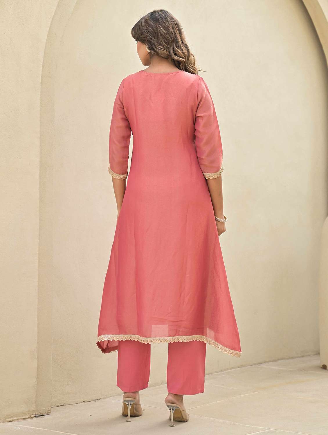 women three quarter sleeve kurta pant with dupatta set - 21919863 -  Standard Image - 2