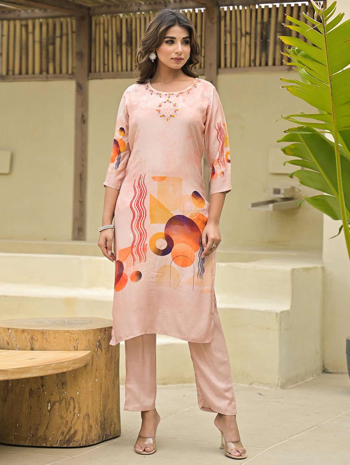 women three quarter sleeve kurta pant with dupatta set - 21919864 - Standard Image - 2
