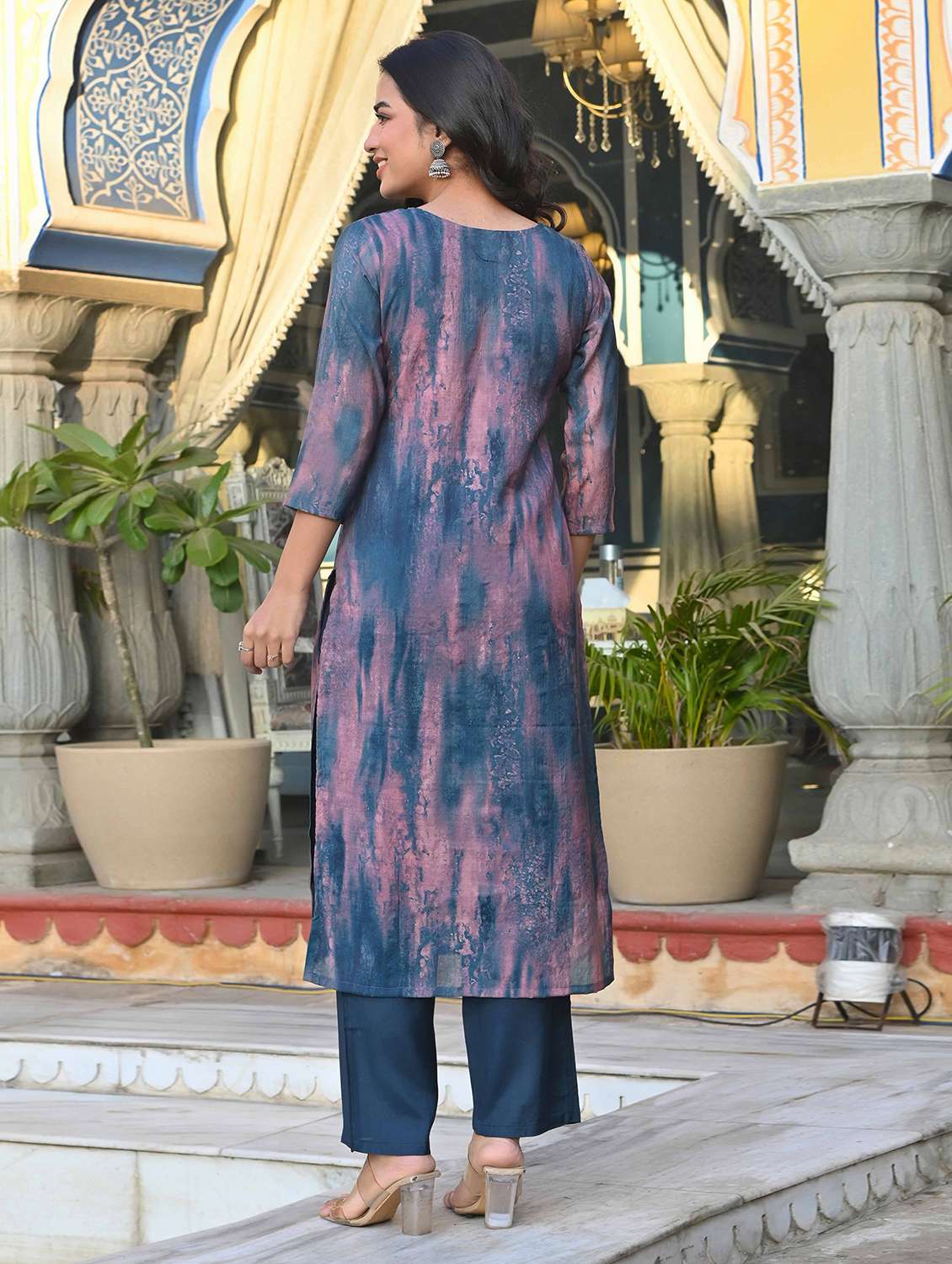 women three quarter sleeve kurta pant with dupatta set - 21919867 -  Standard Image - 2