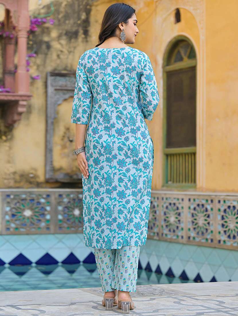 women three quarter sleeve kurta pant with dupatta set - 21919879 -  Standard Image - 2