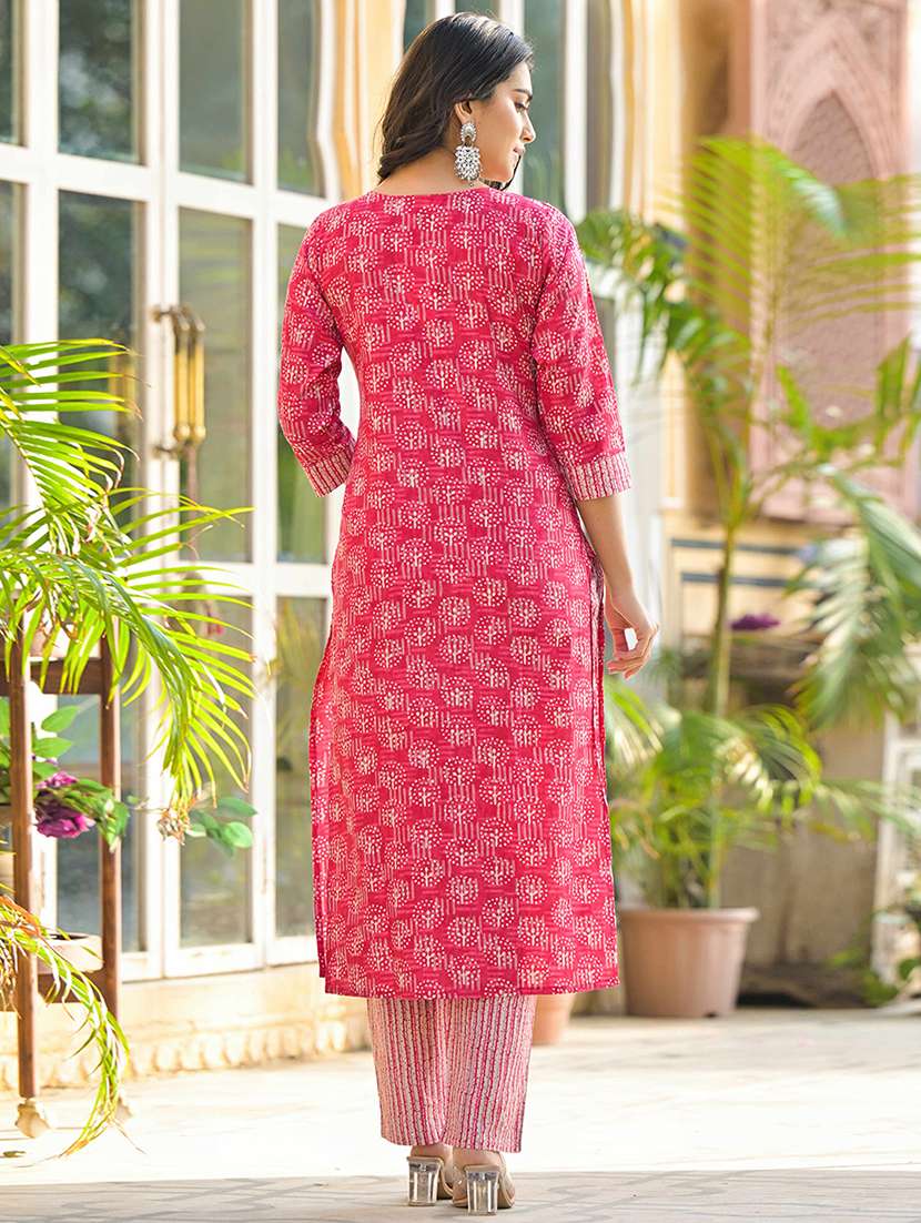 women three quarter sleeve kurta pant with dupatta set - 21919881 -  Standard Image - 2